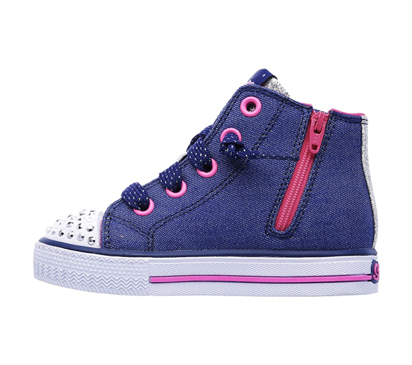 Skechers Girls Twinkle Toes: Shuffles - Lil Rockin Star Navy/Hot Pink