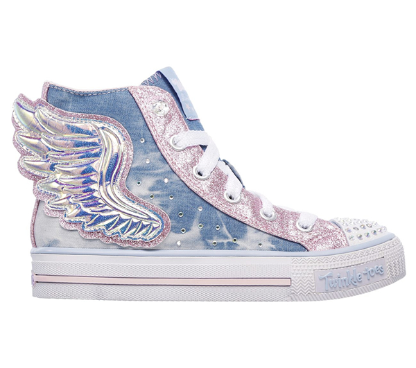 Skechers Girls Twinkle Toes: Shuffles - Wonder Wings Light Blue/Pink