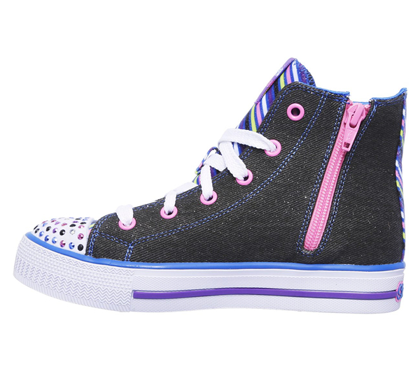 Skechers Girls Twinkle Toes: Shuffles - Twist Turns Black/Multi