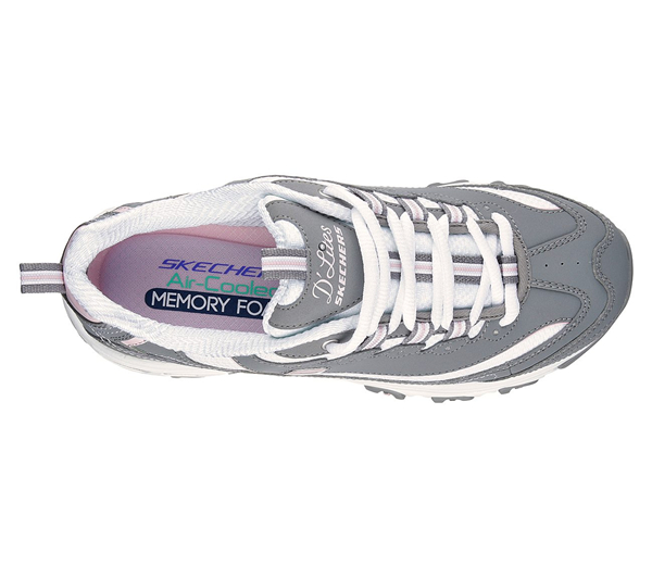 Skechers Women D'Lites - Biggest Fan Gray/White