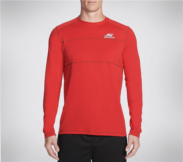 Skechers Men GOtherm Tempo Long Sleeve Tee Shirt Red