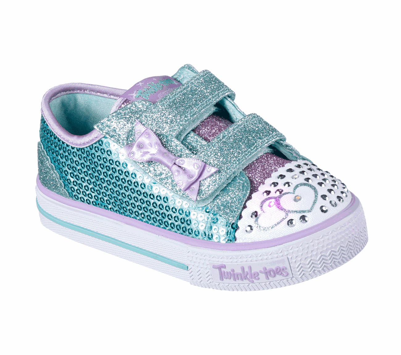 Skechers Girls Twinkle Toes: Shuffles - Itsy Bitsy Turquoise/Lavender