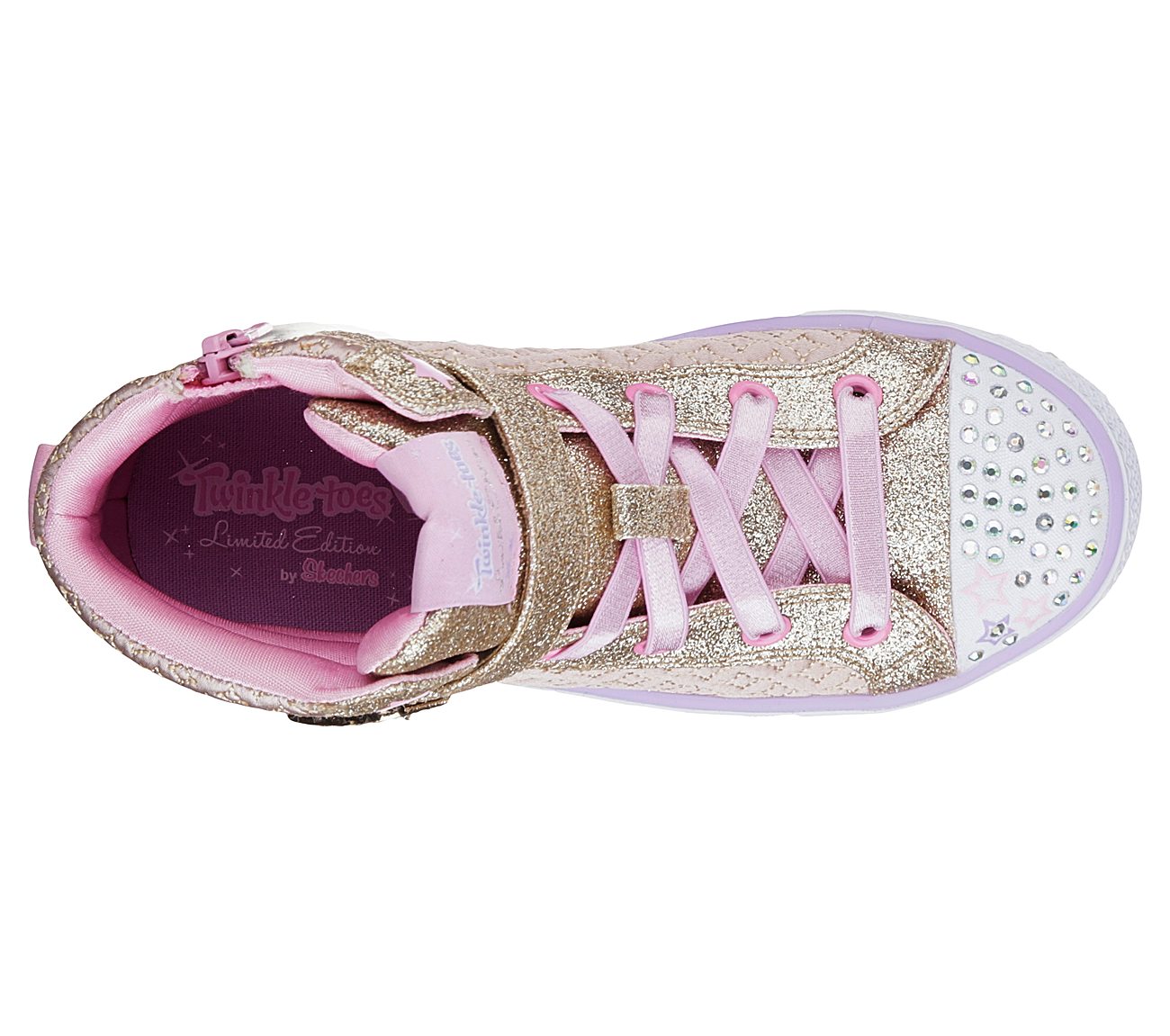 Skechers Girls Twinkle Toes: Shuffles - Twinkle Charm Gold/Pink