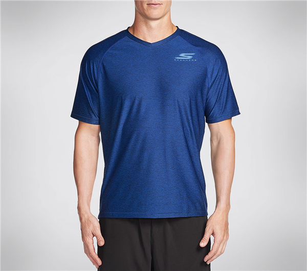 Skechers Men Eclipse V-Neck Tee Shirt Blue