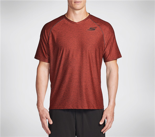 Skechers Men Eclipse V-Neck Tee Shirt Red