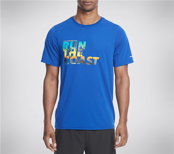 Skechers Men Run the Coast Tee Shirt Blue