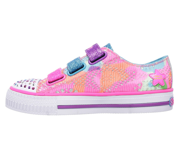 Skechers Girls Twinkle Toes: Shuffles - Lookin Lovely Neon Pink/Multi