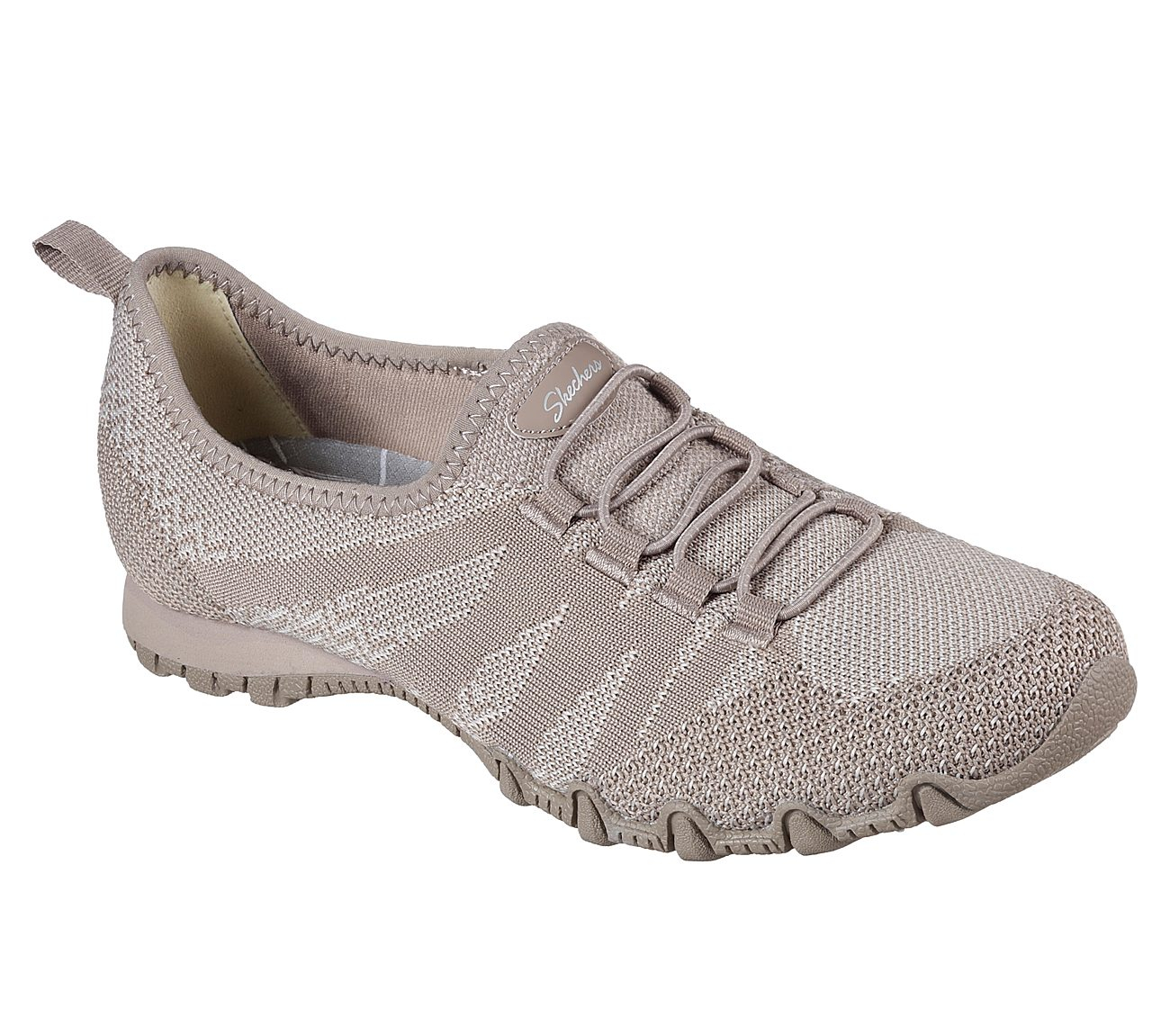 Skechers Women Relaxed Fit: Bikers - Get With Knit Taupe