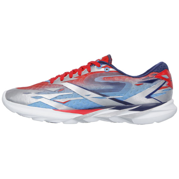 Skechers Men Extra Wide Fit (4E) Shoes - Speed Silver/Blue/Red