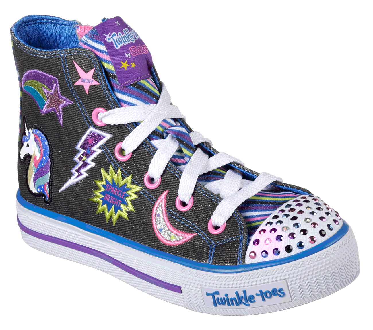 Skechers Girls Twinkle Toes: Shuffles - Twist Turns Black/Multi