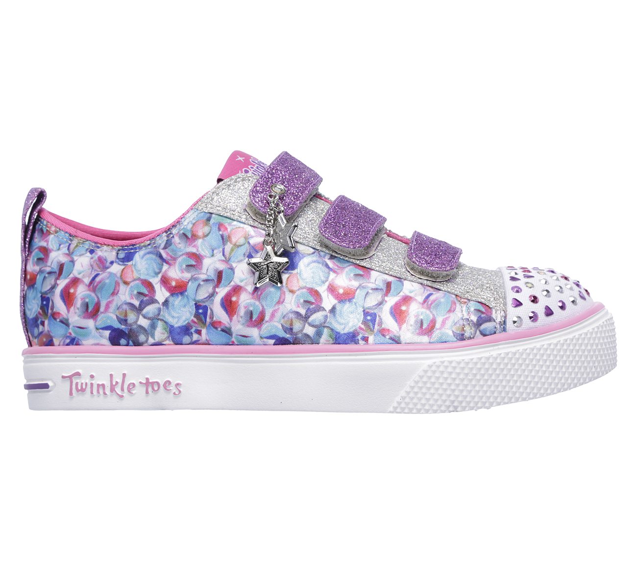 Skechers Girls Twinkle Toes: Shuffles - Triple Ups Pink/Multi