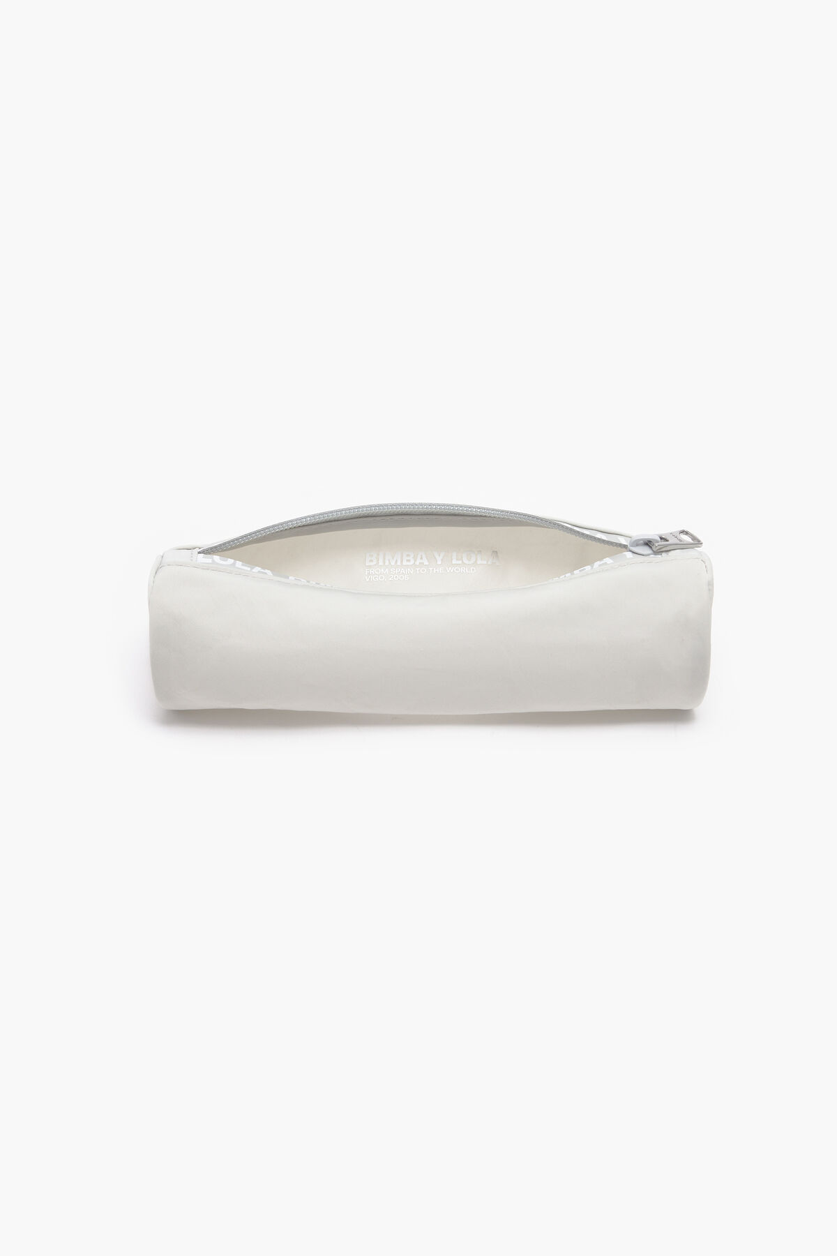 Estuche cilíndrico nylon gris hielo