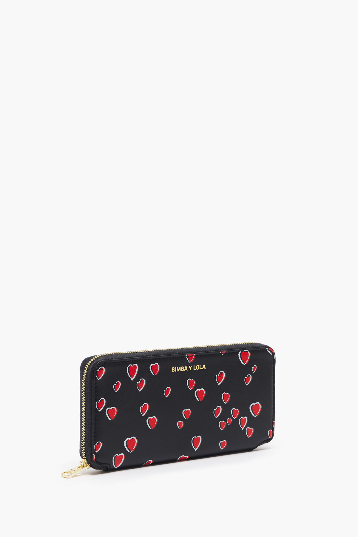 Billetera libro piel print Small Hearts negra