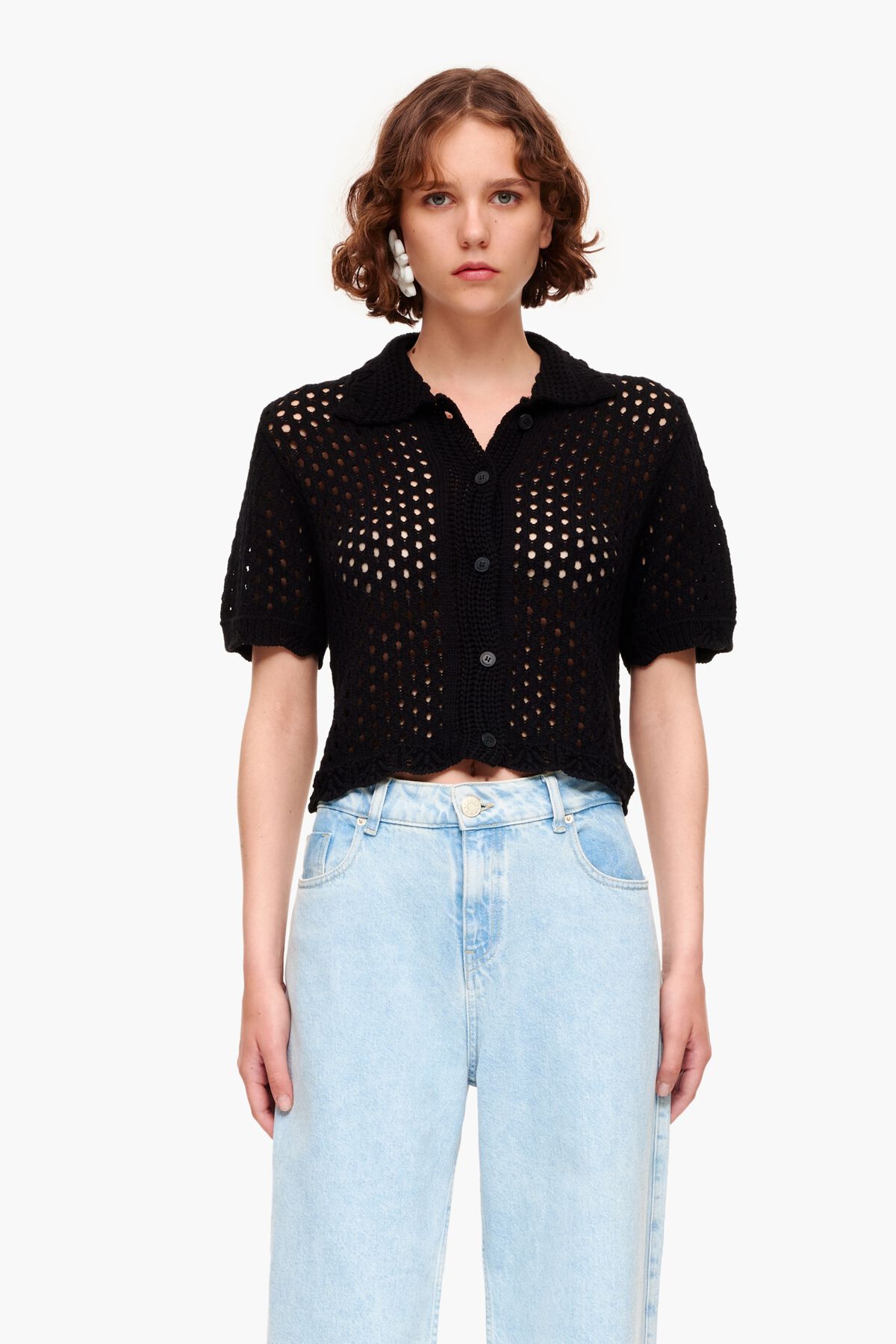 Cárdigan crochet negro