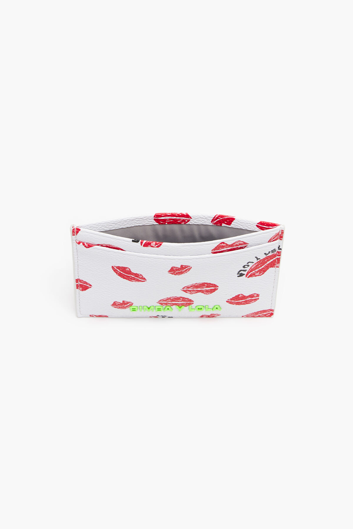 Tarjetero textura print labios blanco