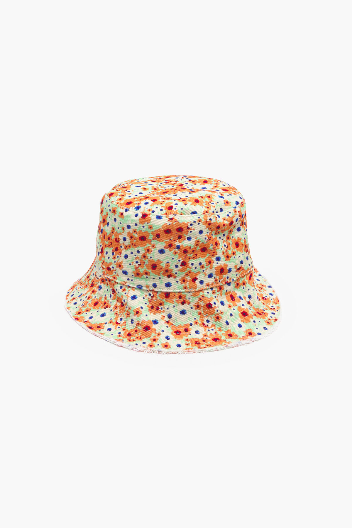 Gorro bucket algodón Flowers Full naranja