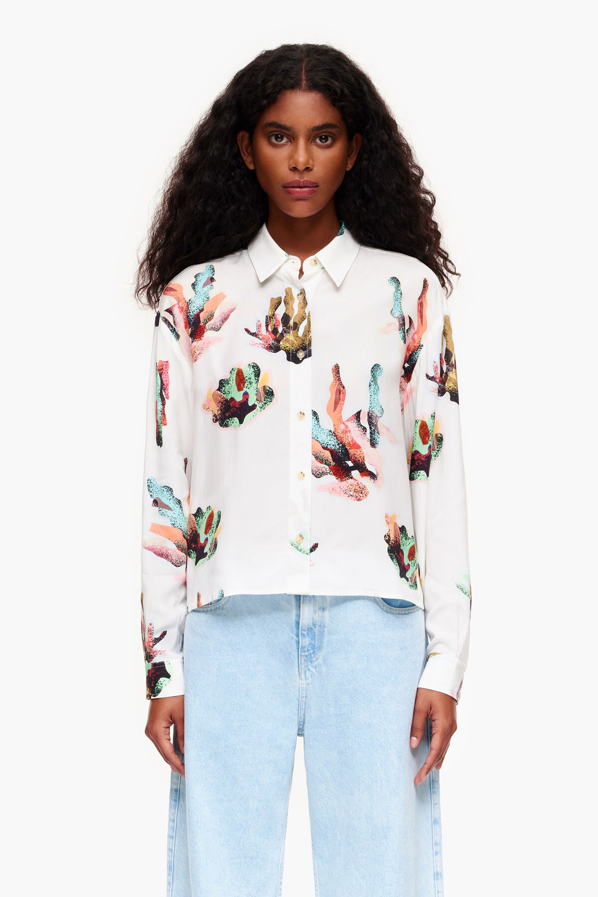 Camisa print Coral marfil