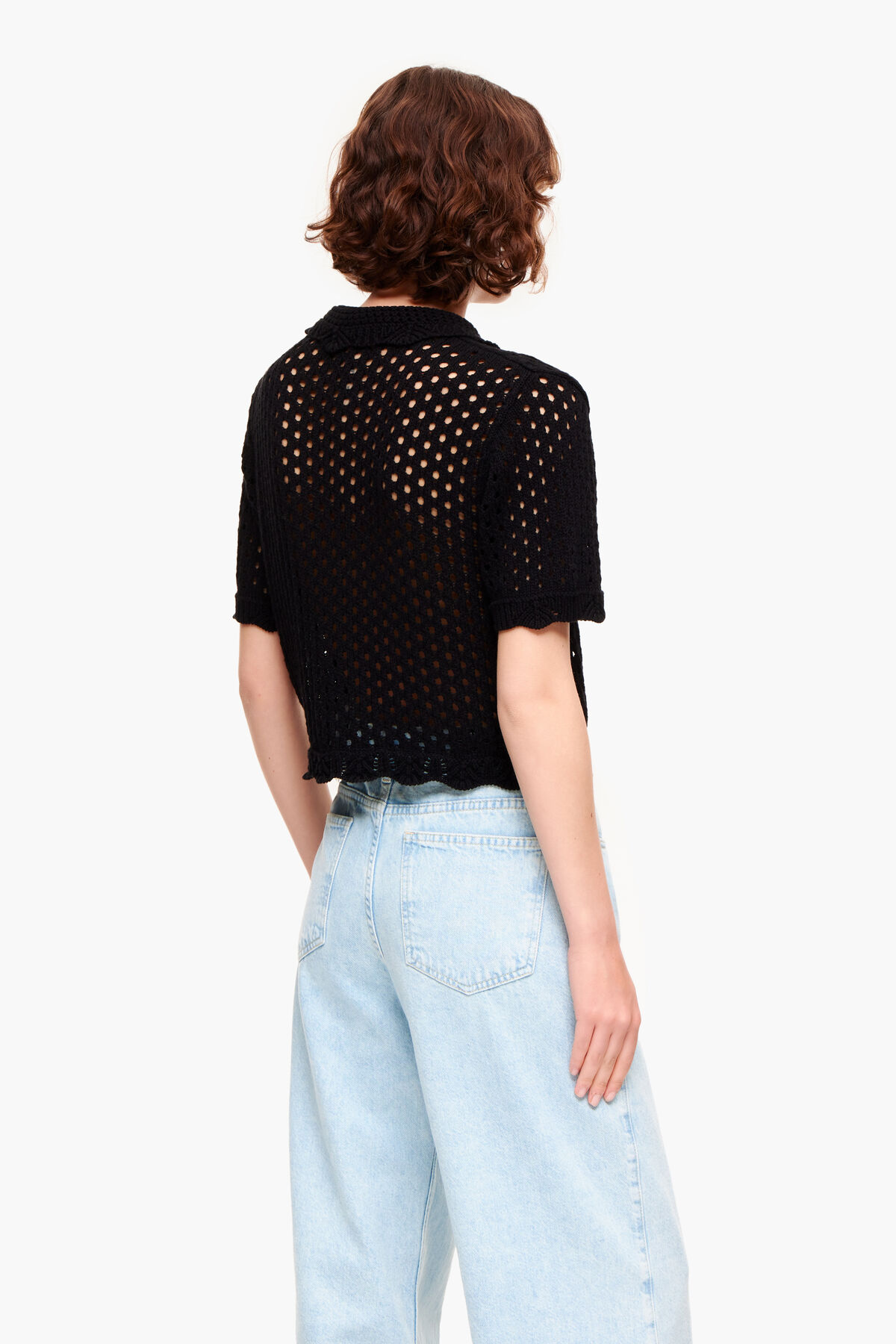 Cárdigan crochet negro