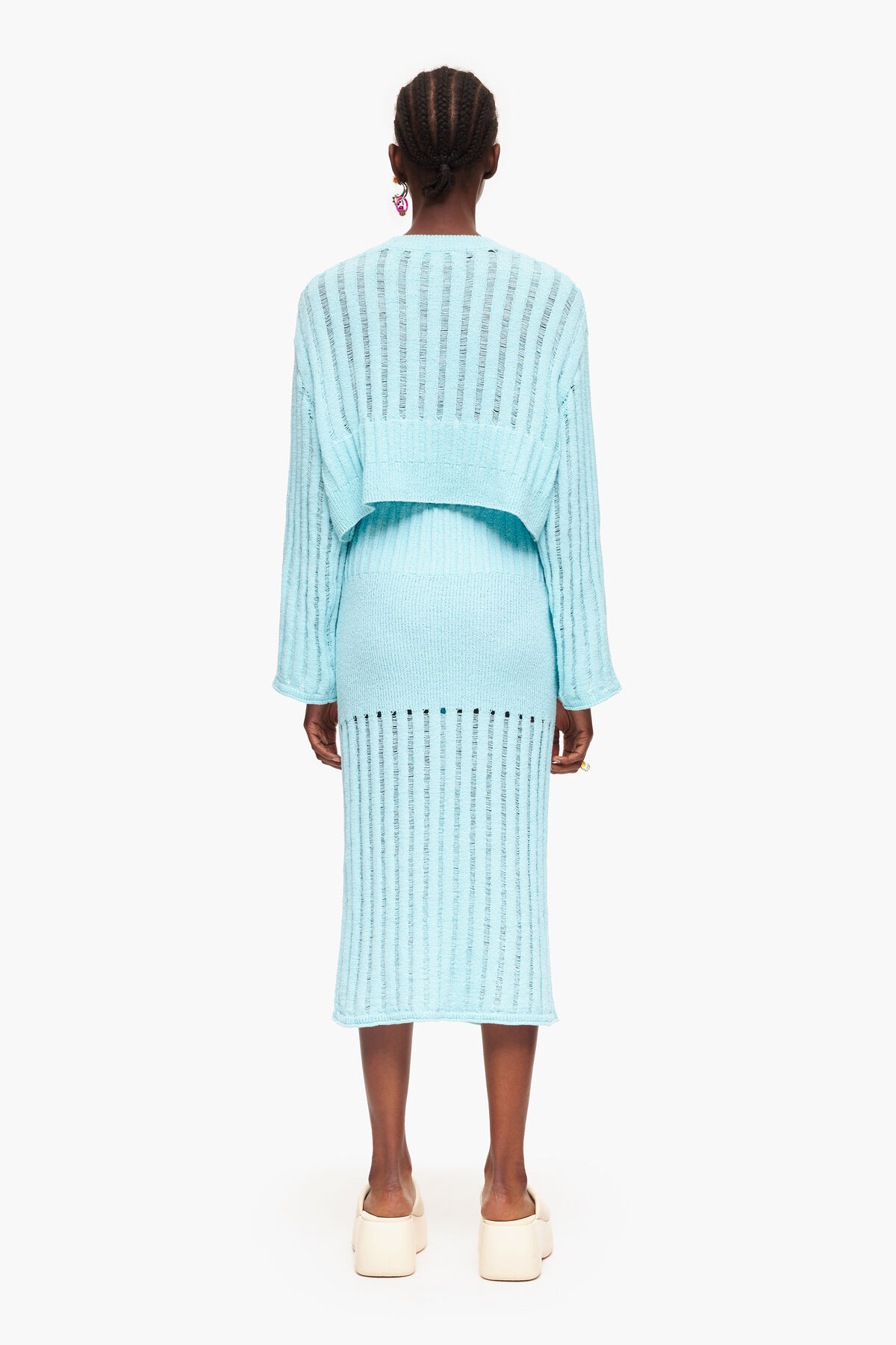 Falda canalé midi azul