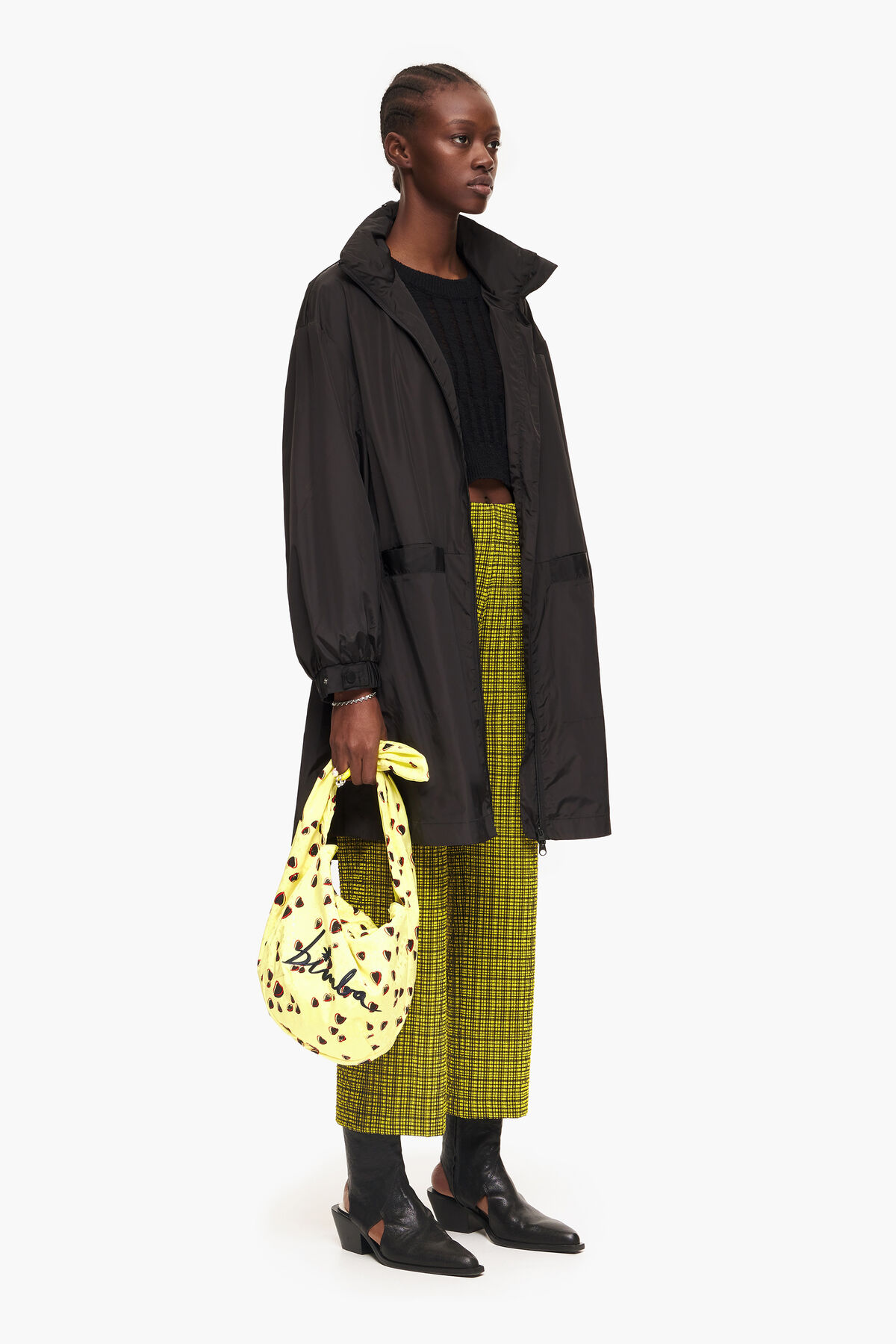 Pantalón tejido vichy amarillo