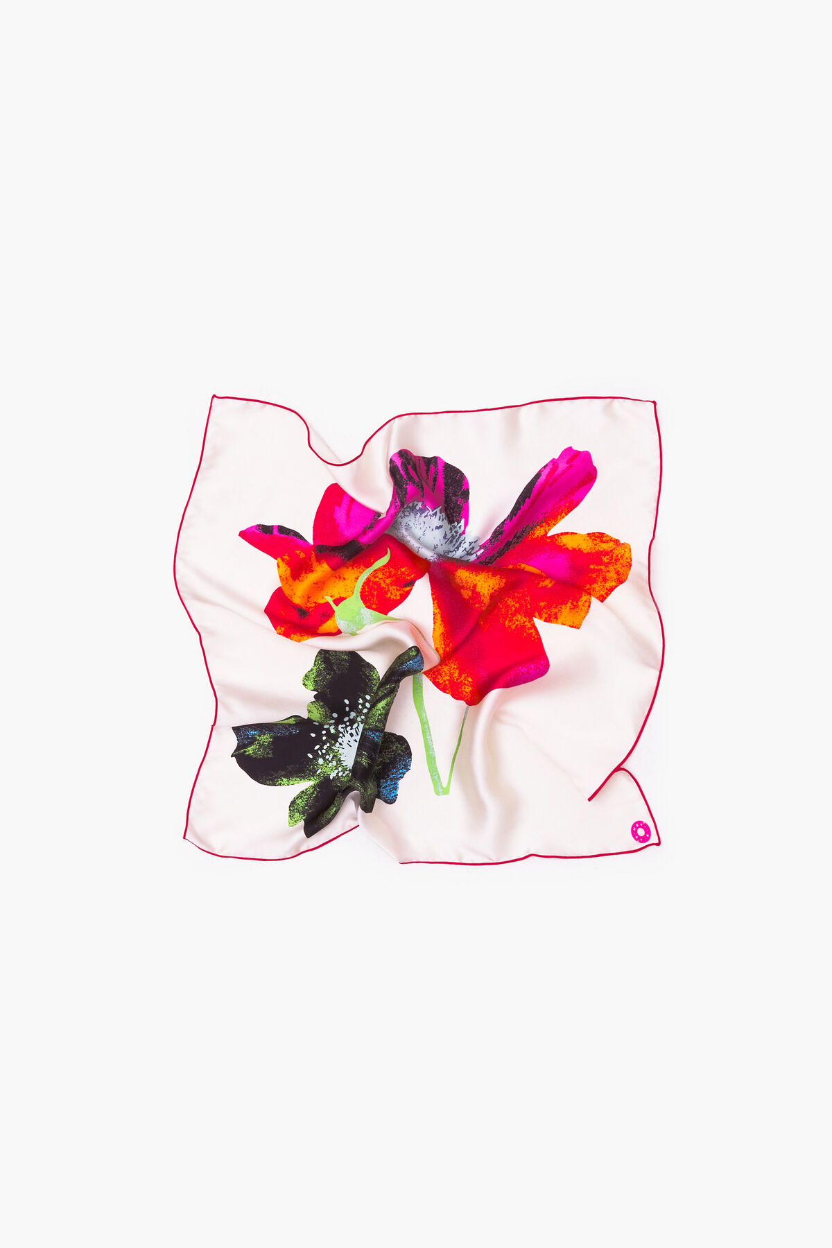 Pañuelo seda flores XL blanco roto