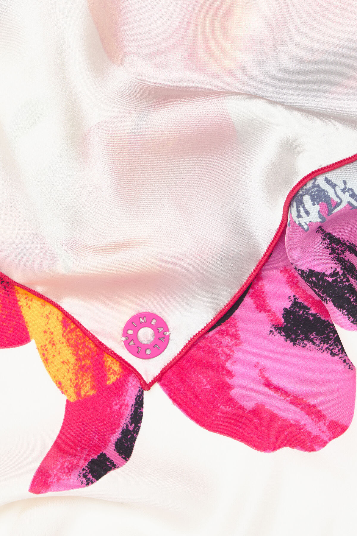 Pañuelo seda flores XL blanco roto