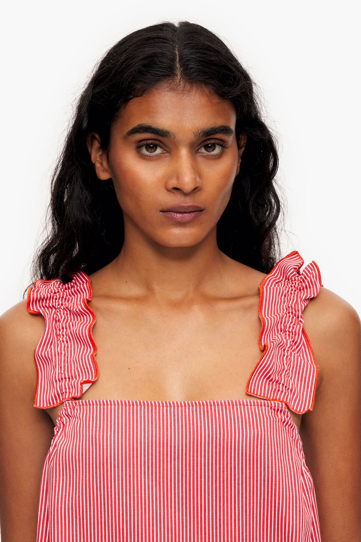 Vestido denim evasé rojo