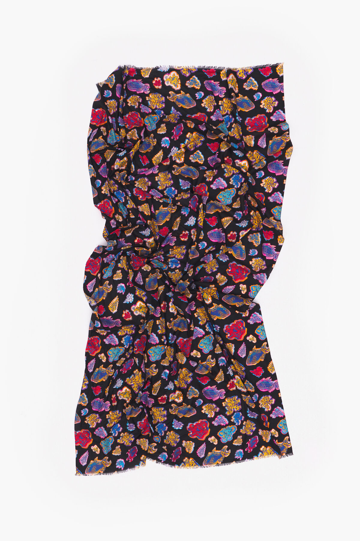 Pareo largo algodón Fish Sea negro