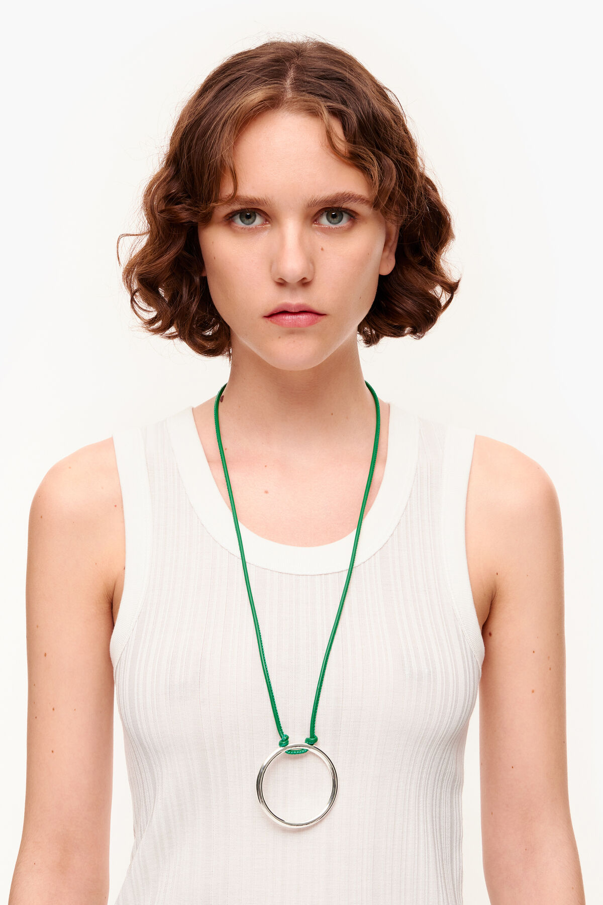 Collar largo aro cordón verde