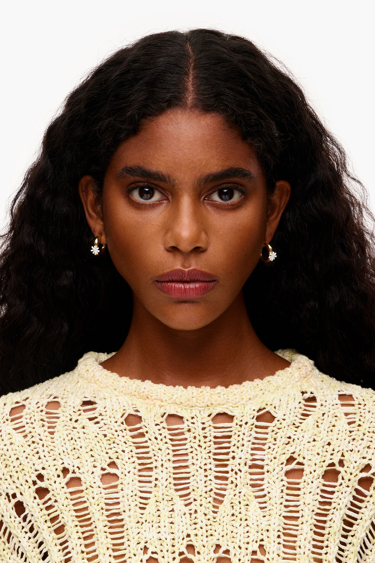 Pendientes aro flor dorados