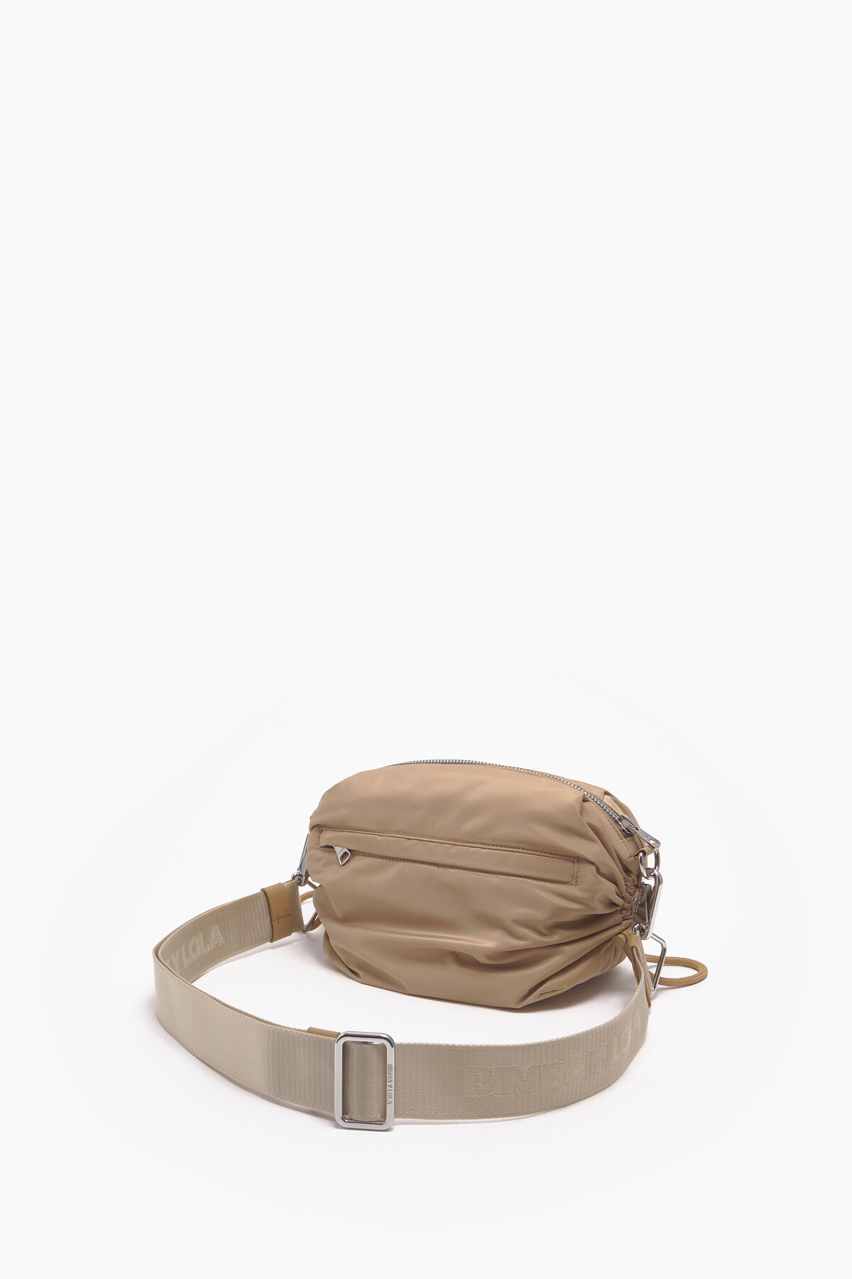 Bolso bandolera M nylon frunces camel