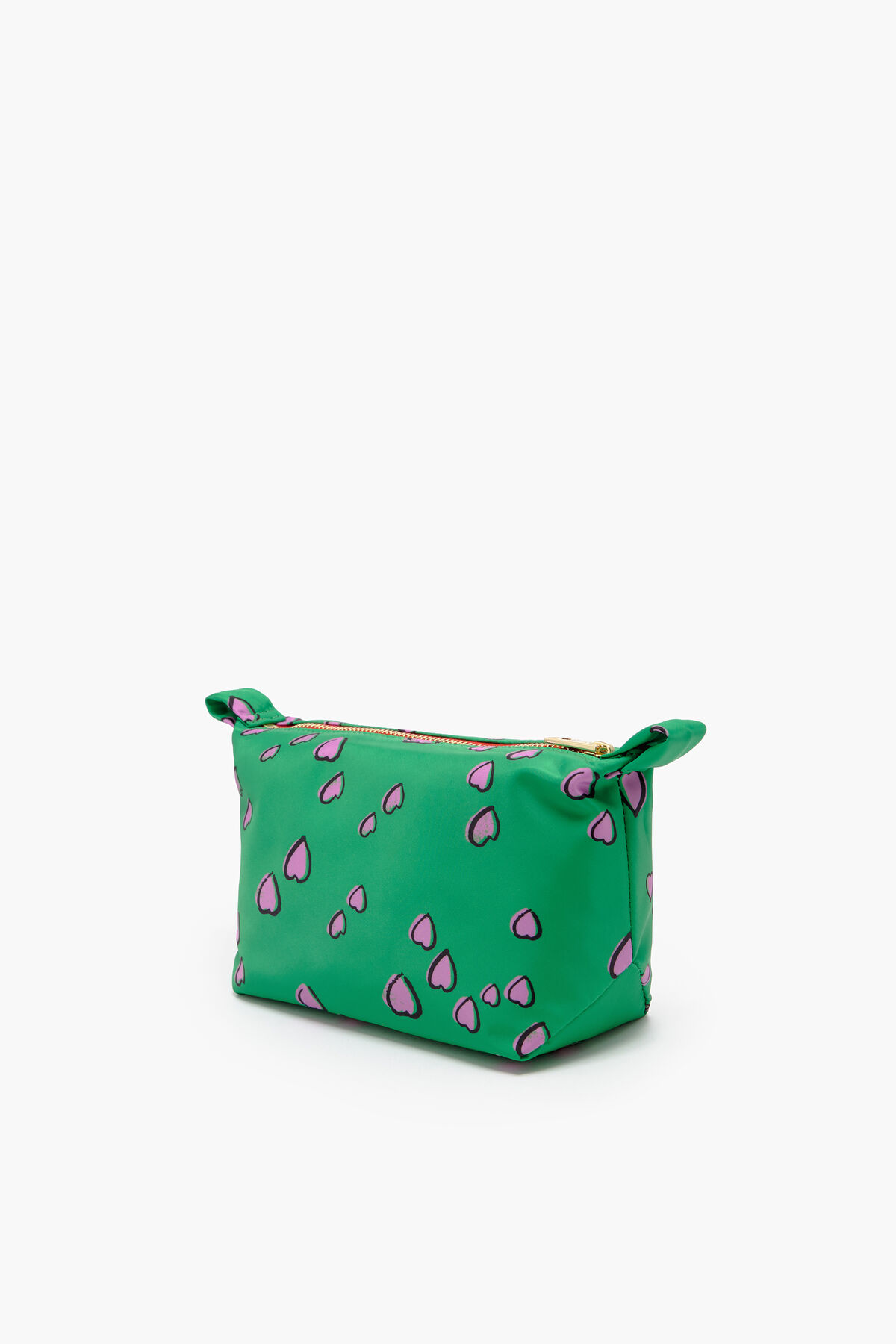 Neceser trapecio S print Small Hearts verde