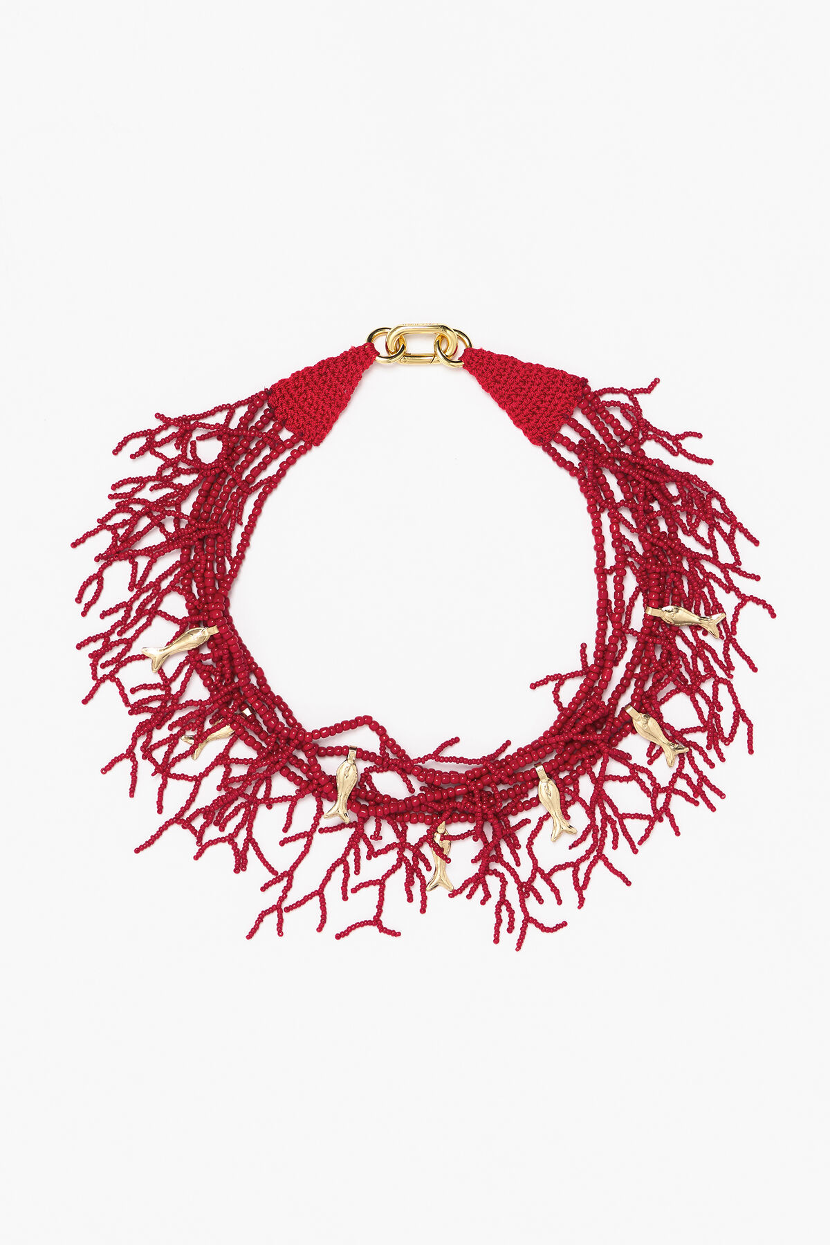 Collar largo abalorios rojo