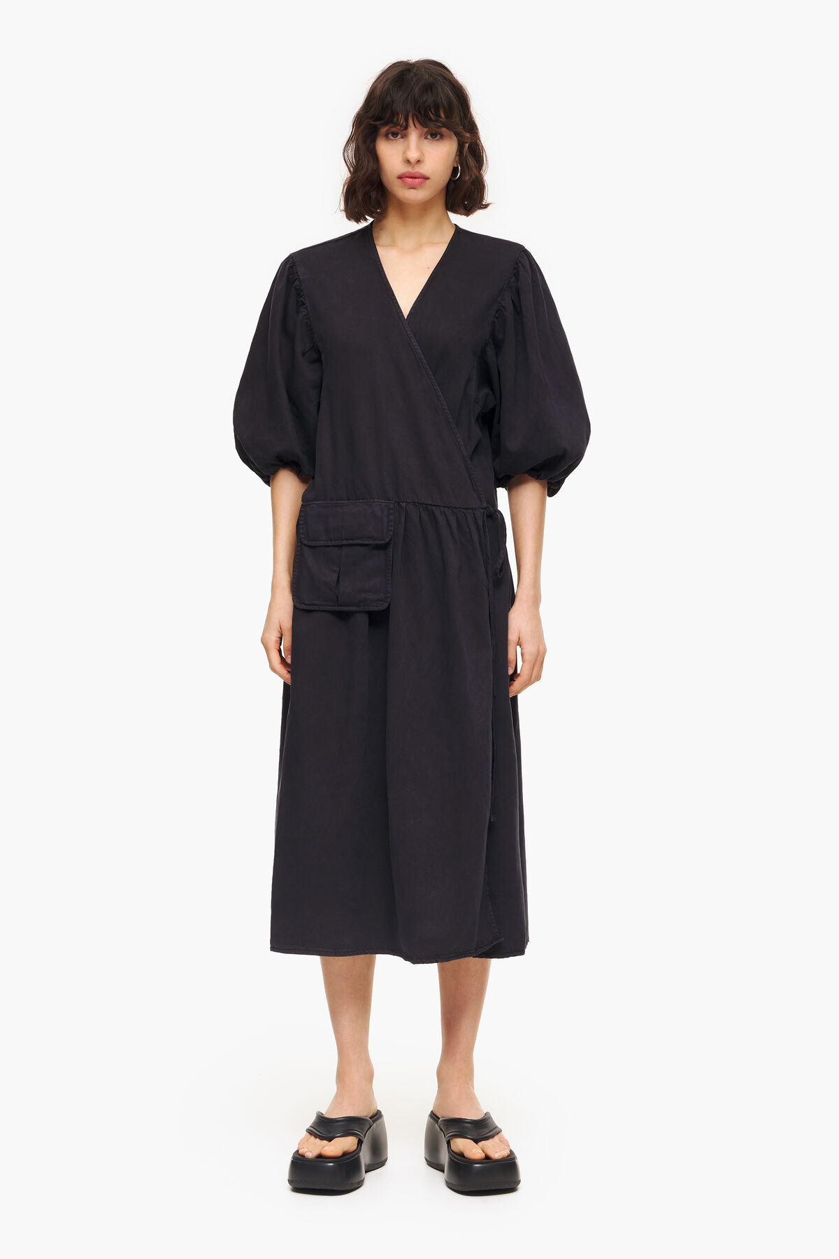 Vestido denim midi negro