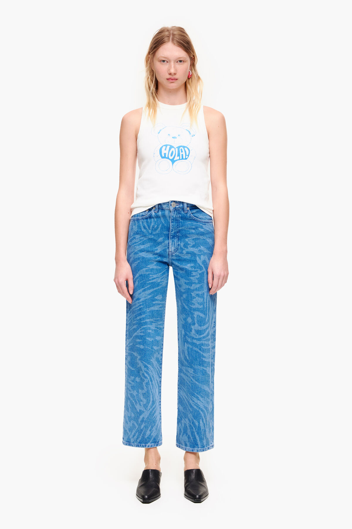 STRAIGHT CROPPED - Vaquero print Butterfly Wing azul