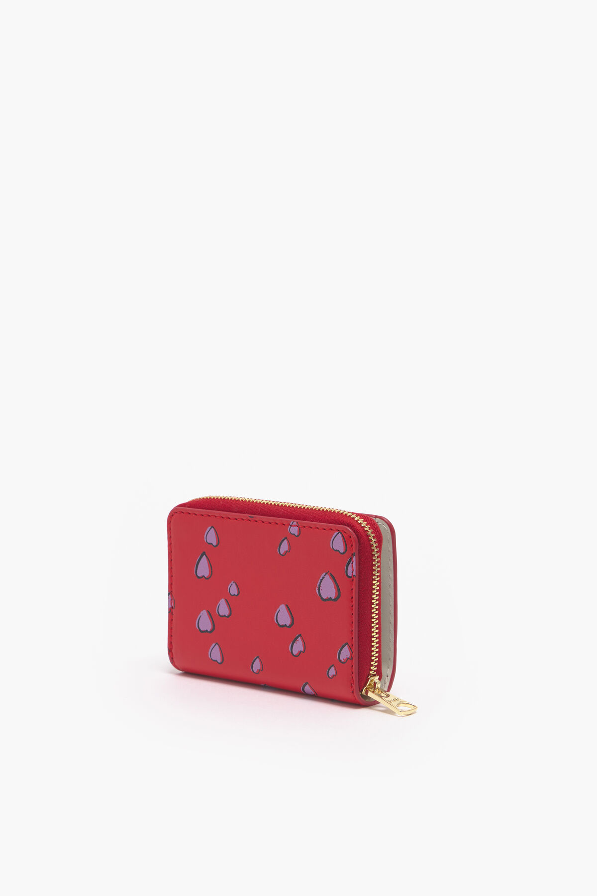 Cartera solapa piel print Small Hearts roja