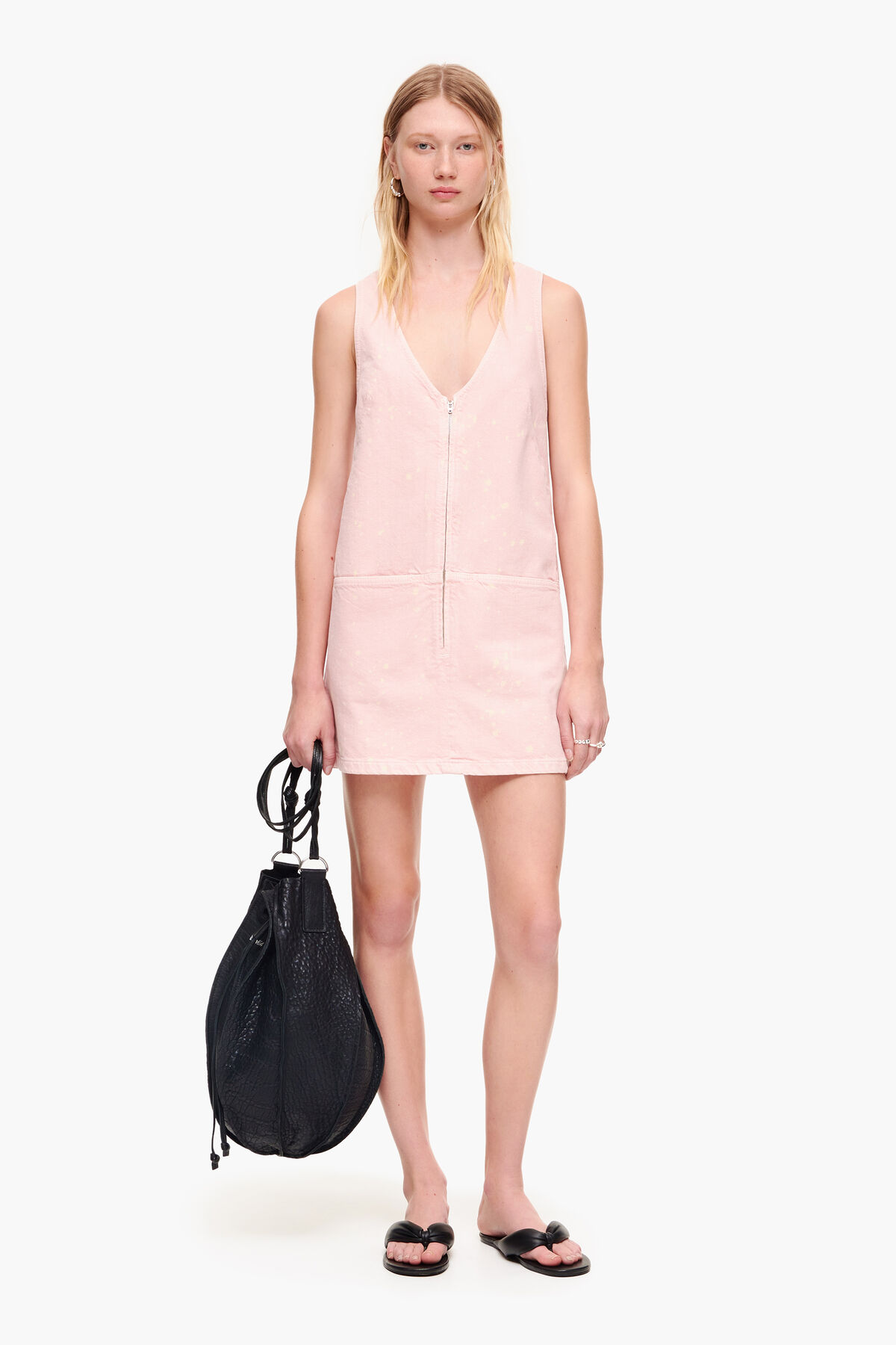 Vestido vaquero corto rosa claro