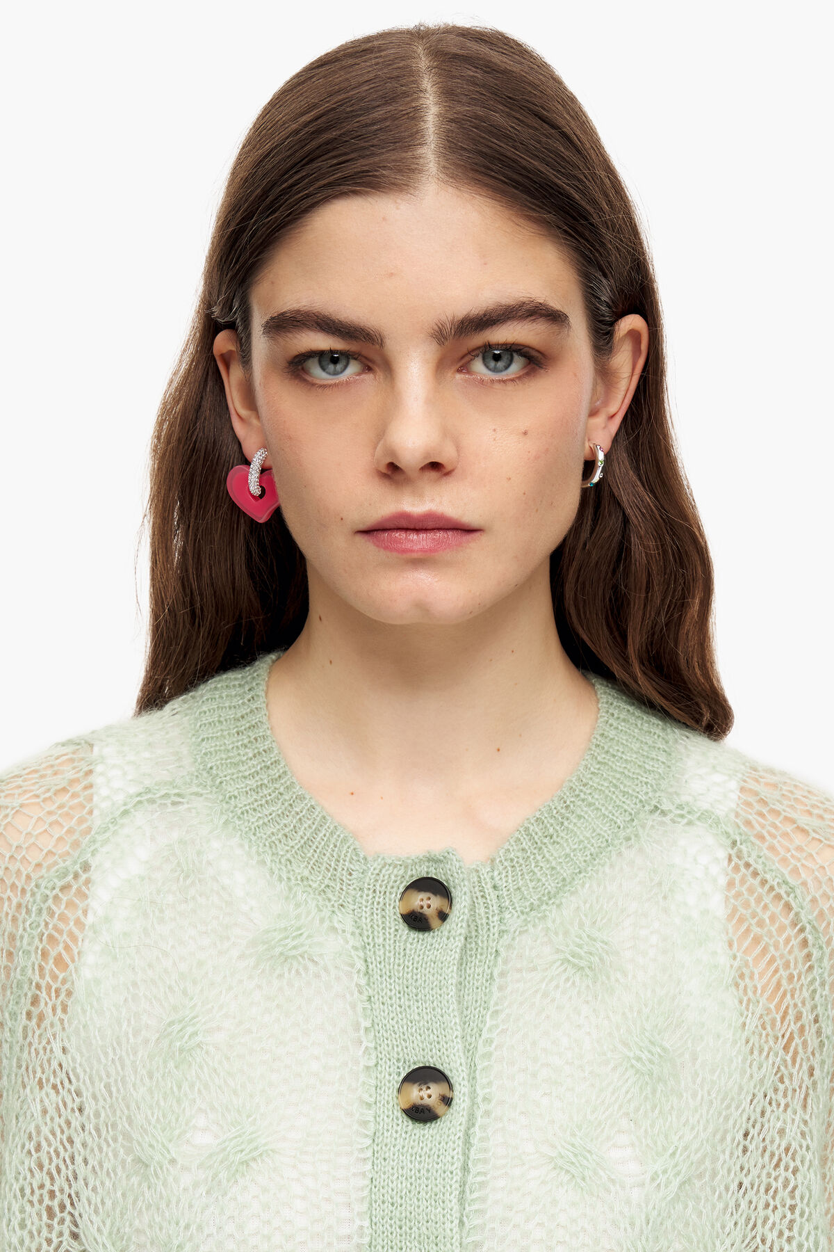 Cárdigan calados mohair menta