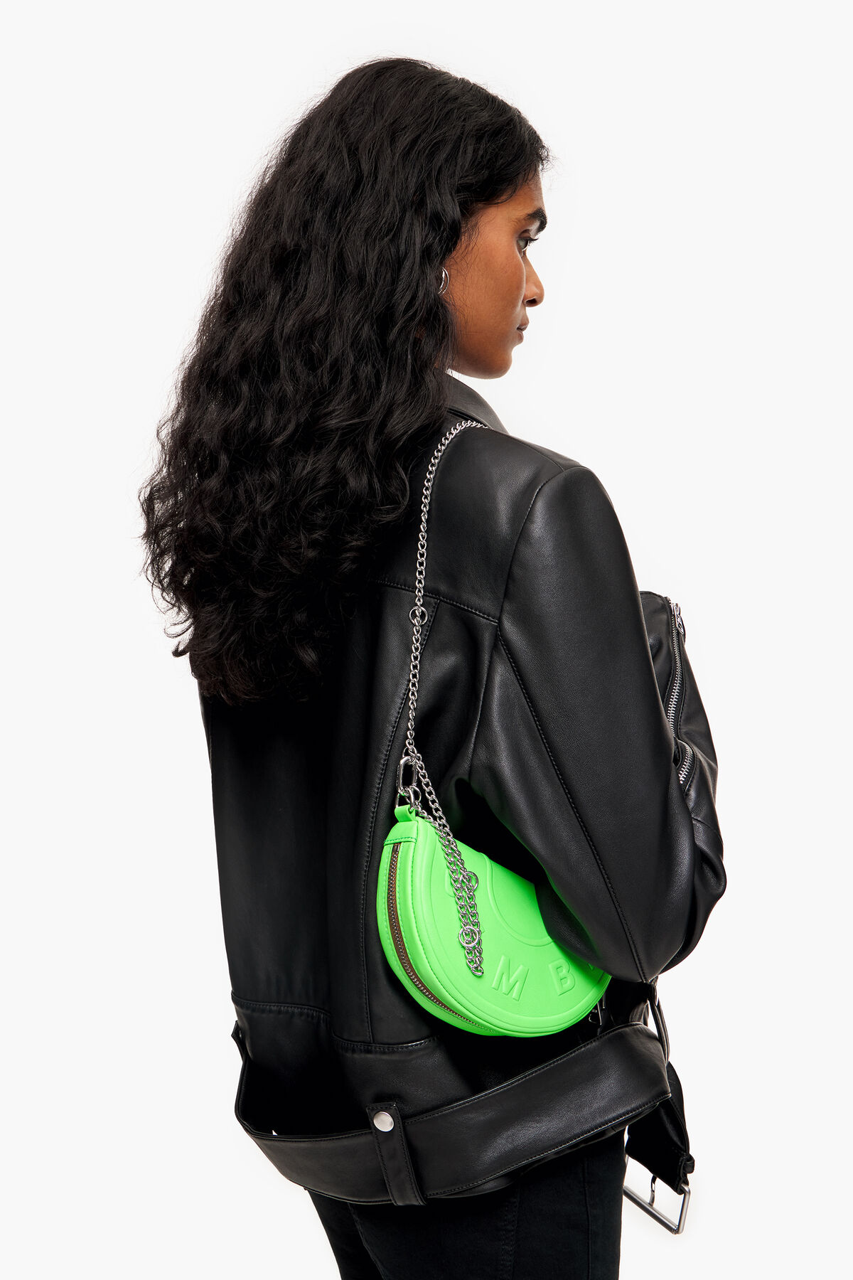 Bolso bandolera XS Chimo piel verde neón