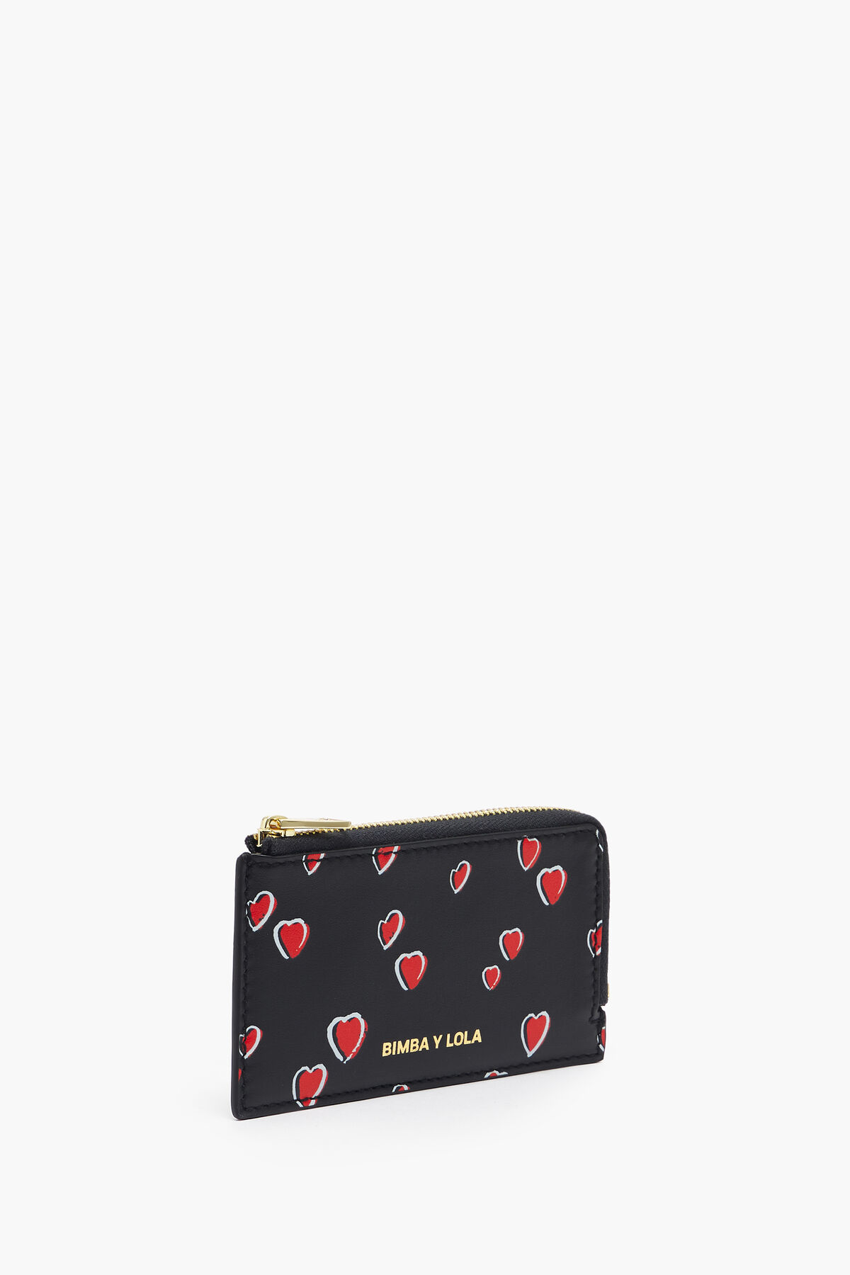 Monedero rectangular piel print Small Hearts negro