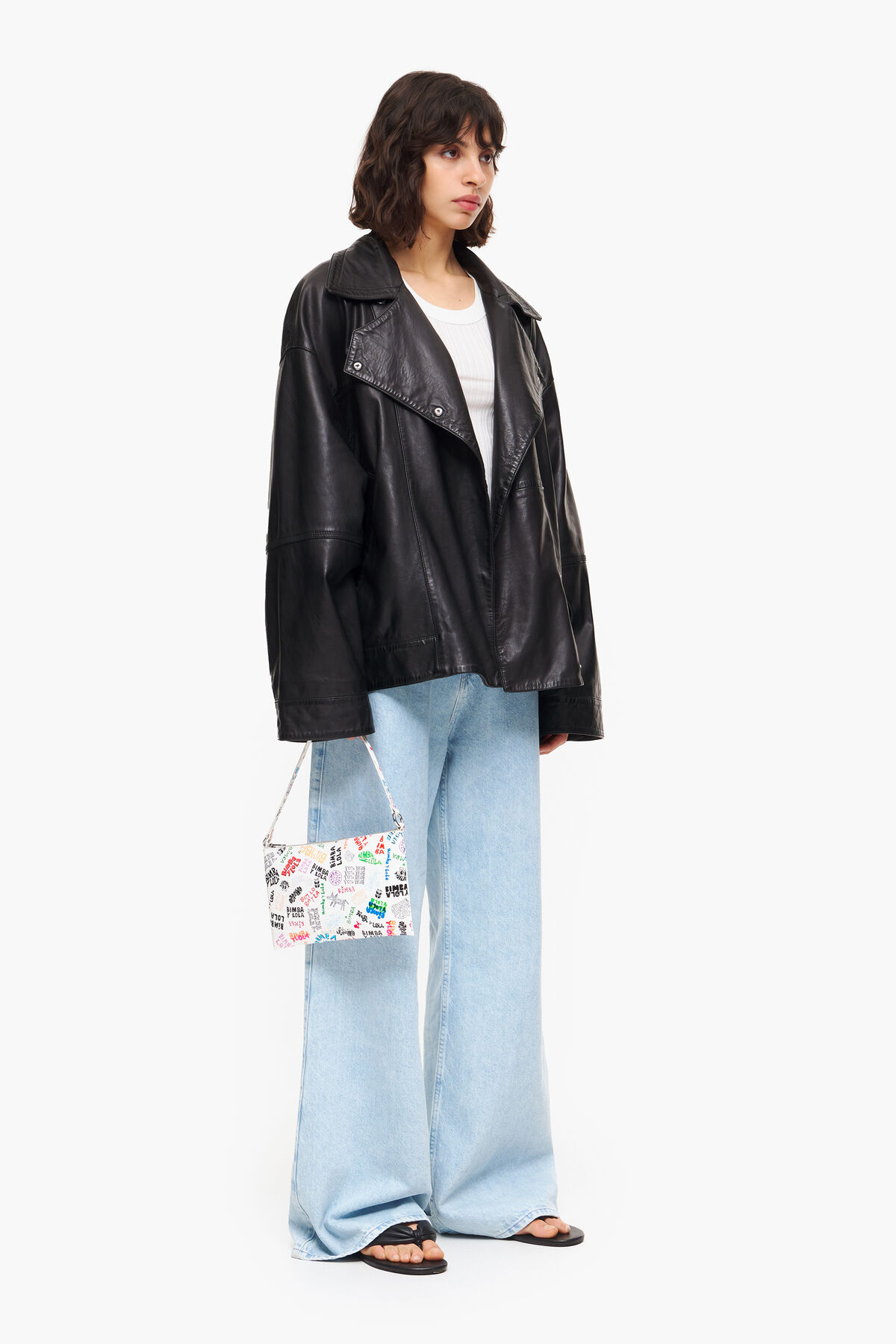 Neceser rectangular cocodrilo print blanco