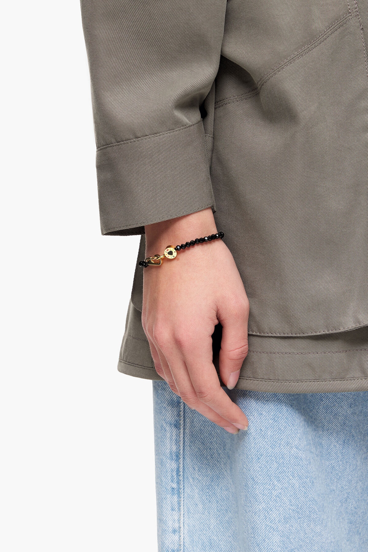 Pulsera fina logo cristales negros