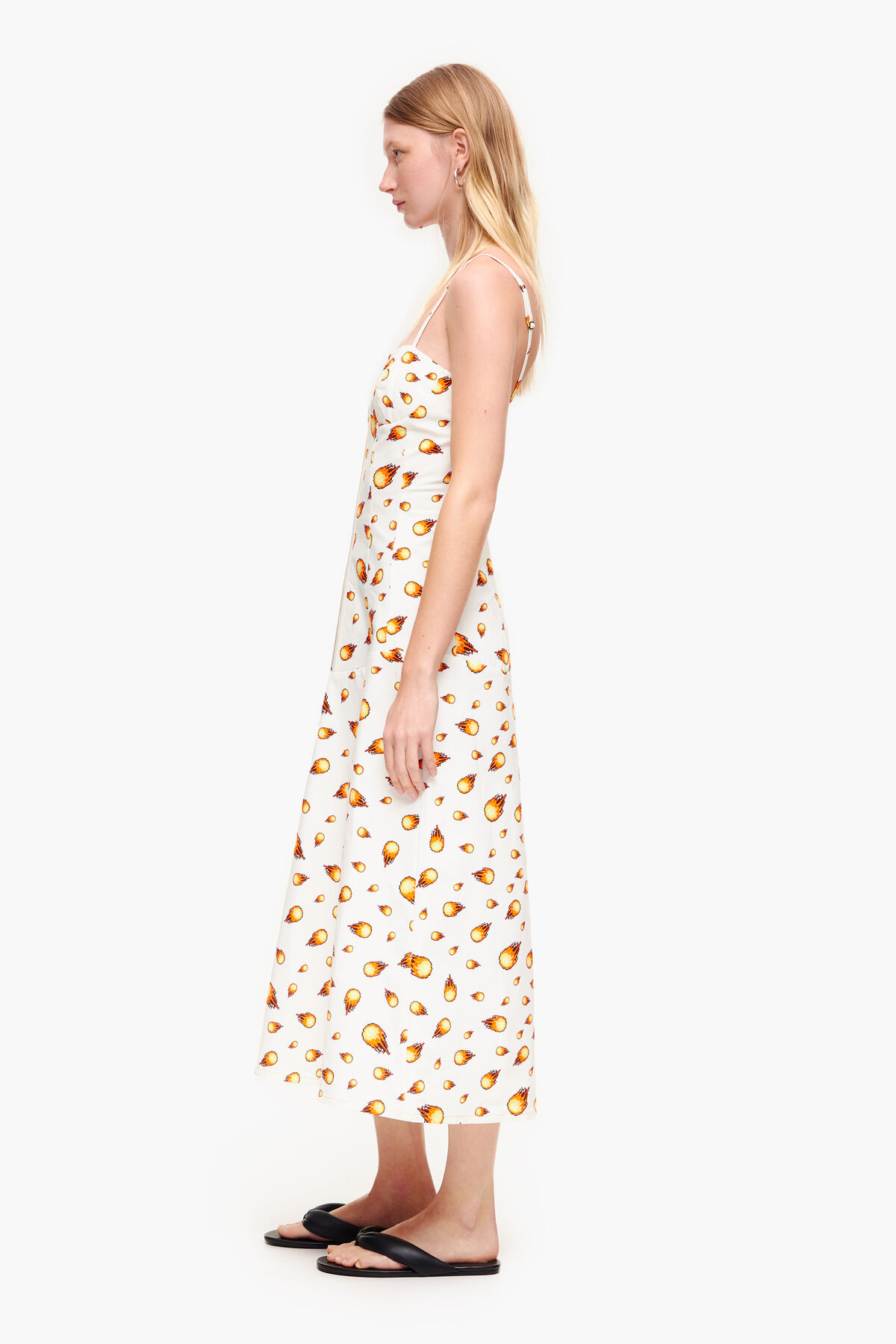 Vestido maxi print Fire blanco