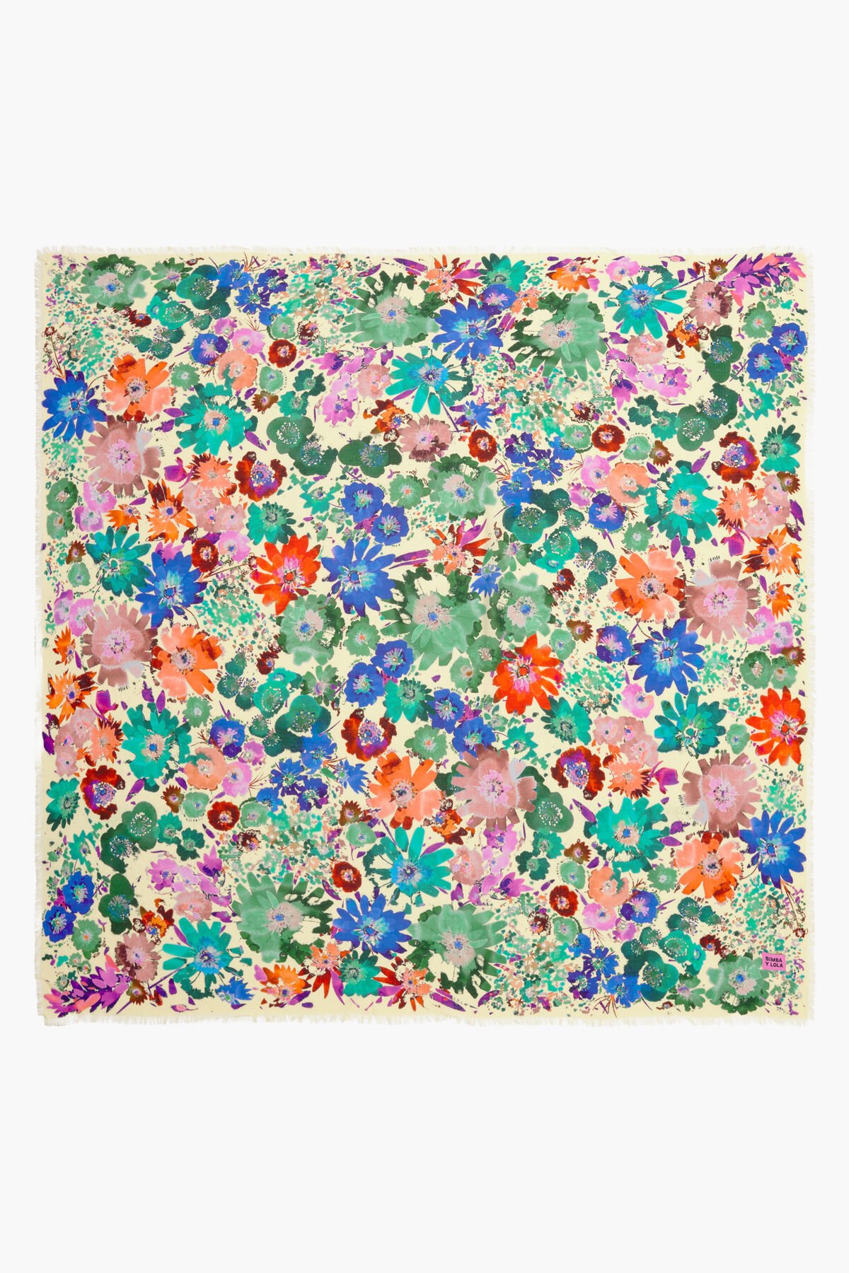 Chal flores acuarela vainilla