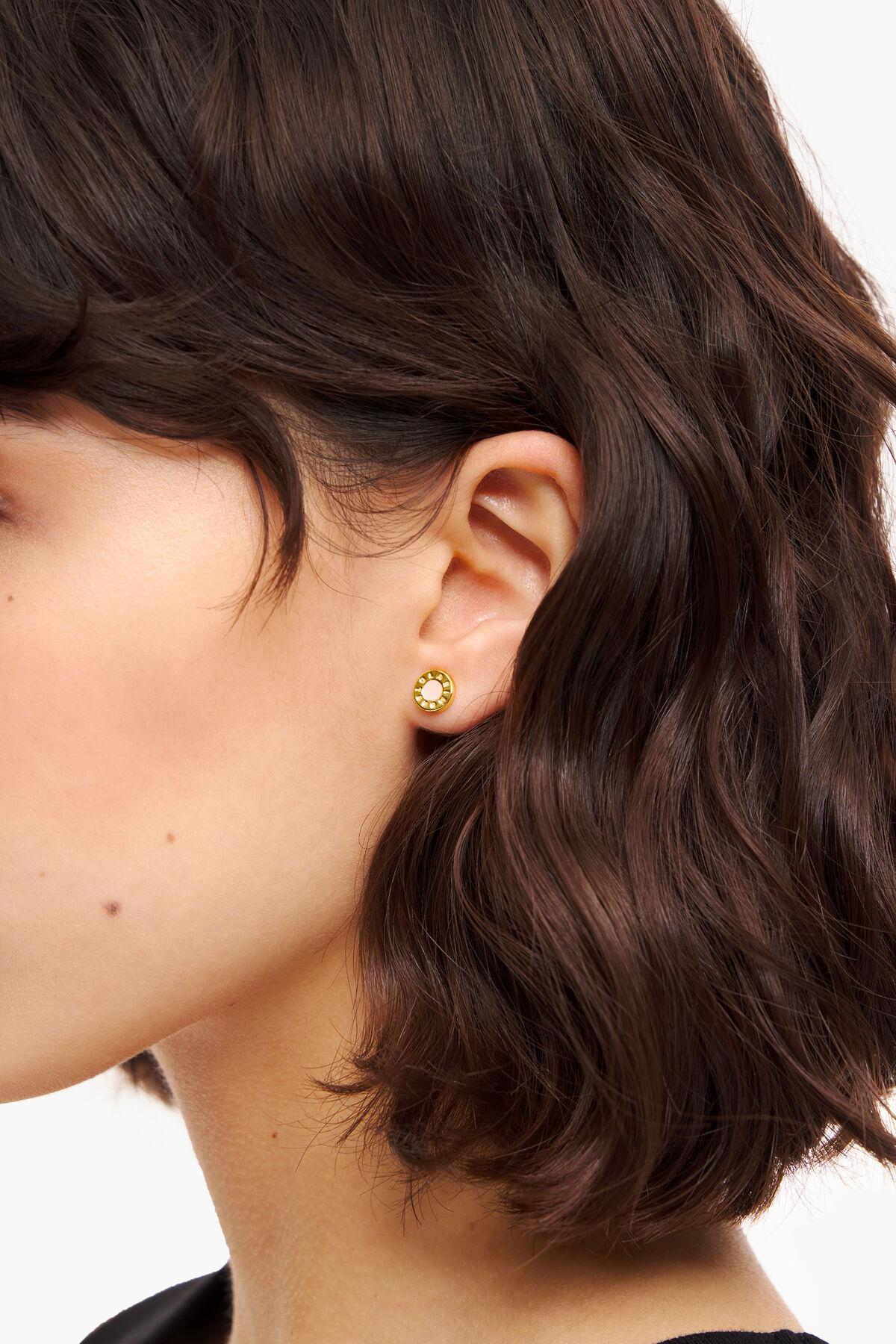 Pendientes botón logo rosa melocotón