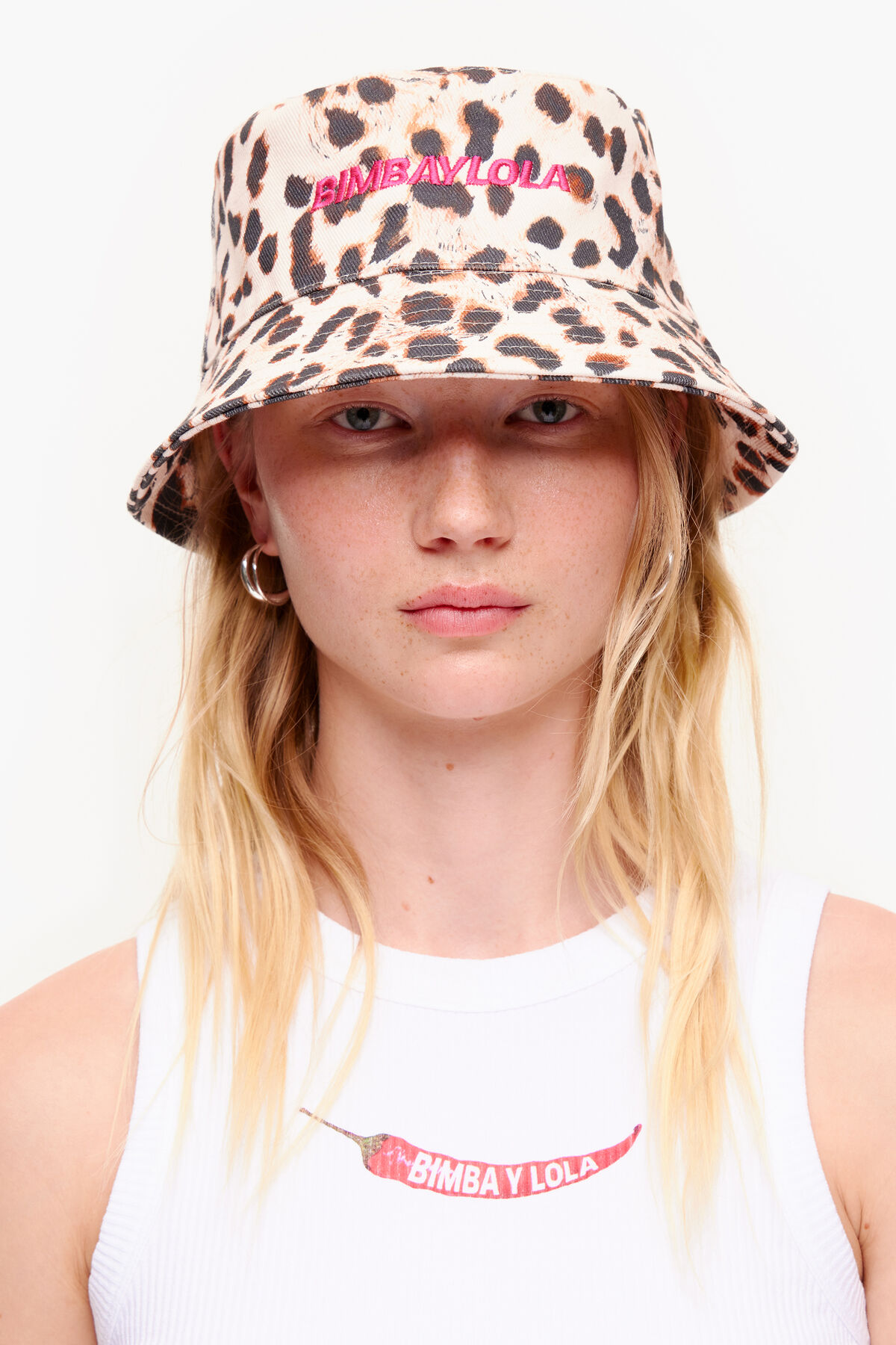 Gorro bucket algodón leopardo natural