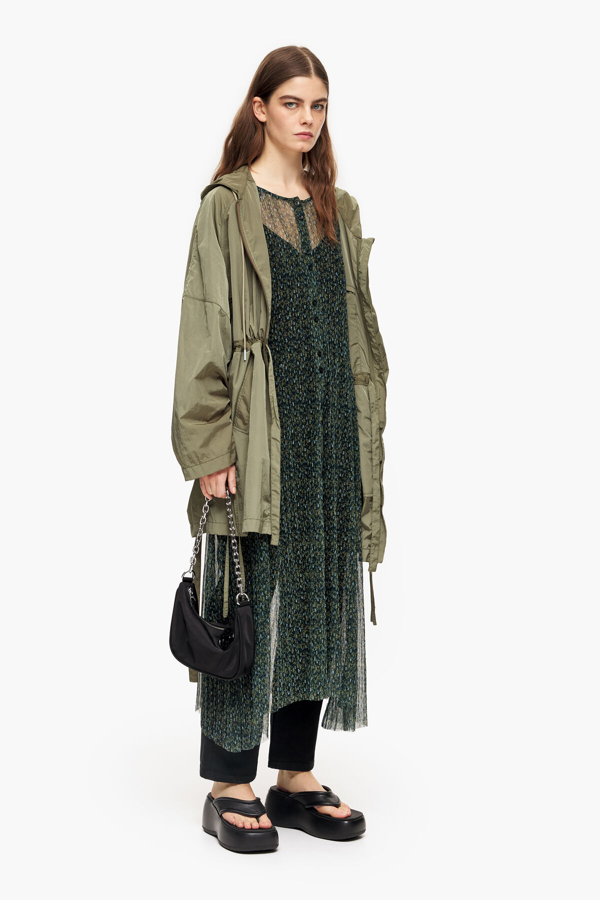 Vestido midi print Romantic Flowers verde