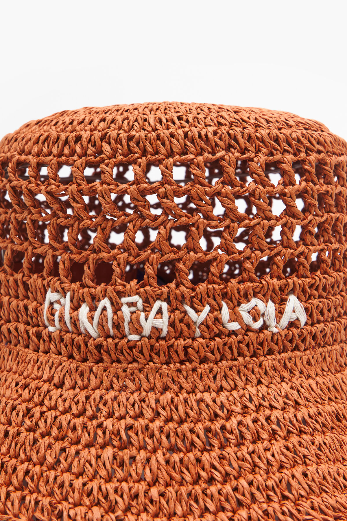 Gorro bucket rafia naranja