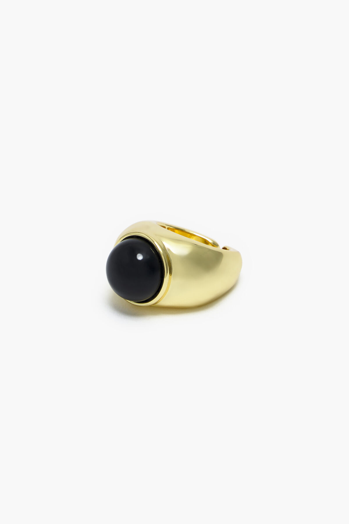 Anillo ancho piedra negro