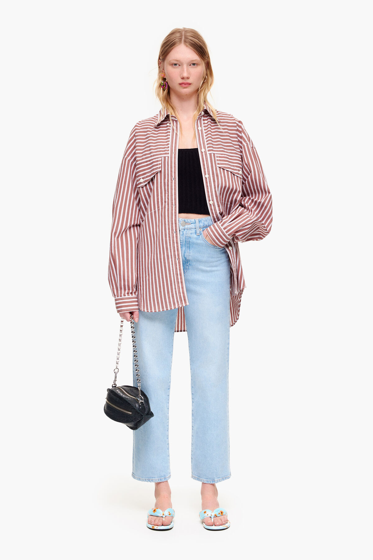 Top ajustado canalé negro